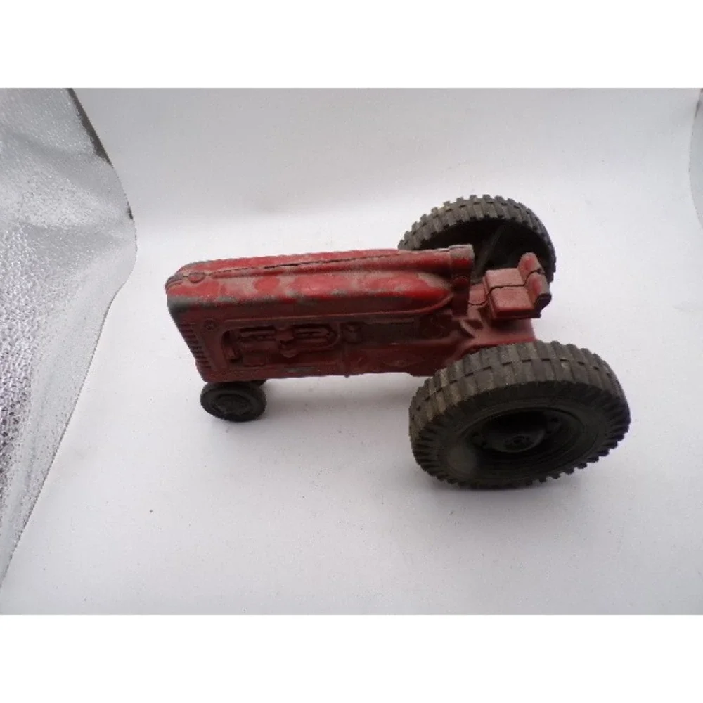 Vintage Kiddie Toy Red Diecast Metal Tractor Antique Farm‎ Collectible READ